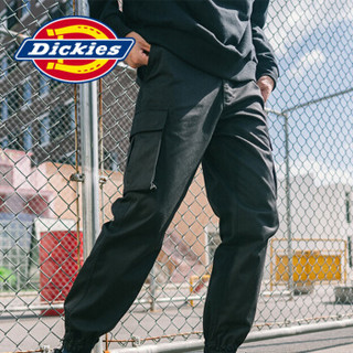 Dickies 字母印花多袋束口慢跑裤运动长裤 休闲裤男 工装裤男 情侣裤DK007069 黑色 32