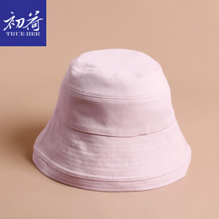 初荷 TRUE HER 帽子男女韩版渔夫帽休闲户外百搭遮阳帽沙滩帽 粉色