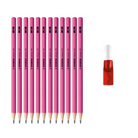 思笔乐（STABILO）317/HB-56炫彩乐木质铅笔荧光粉色一盒（12支）赠触屏器