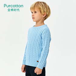 Purcotton/全棉时代男童纯棉提花针织衫圆领套头衫韩版毛衣
