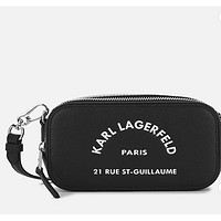 银联专享：Karl Lagerfeld 卡尔拉格斐 Rue St Guillaume 双拉链小牛皮斜挎包