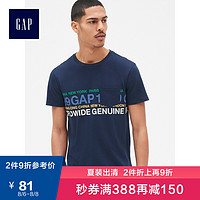 Gap男装纯棉印花短袖T恤441467 2019新款男士logo打底上衣设计感