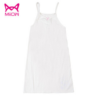 猫人（MiiOW）女童睡裙夏长袖短袖薄款儿童睡衣女孩连衣裙睡裙 吊带白色 120