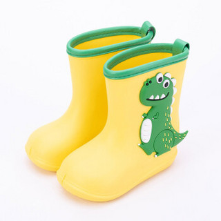 欧麦贝贝儿童雨鞋防滑雨靴宝宝卡通恐龙环保EVA材质雨靴MY008 黄色 180码