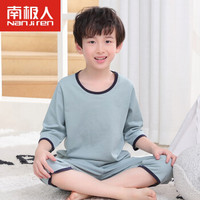 南极人 Nanjiren 男童睡衣儿童睡衣夏季大童小孩纯棉短袖短裤家居服套装 绿色 140