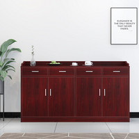 佐盛办公柜现代简约木质储物柜矮柜收纳酒水茶水柜碗柜富贵红色 四门四抽款