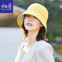 初荷 TRUE HER 帽子男女韩版渔夫帽休闲户外百搭遮阳帽沙滩帽 黄色