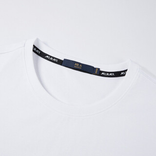 HLA海澜之家短袖T恤男2020夏季新品MR.BLACK系列前胸图案男女同款圆领上衣HNTBJ2Q414A米白(R4)170/88A(48)