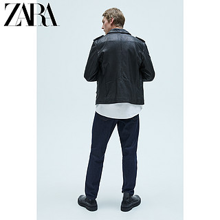 ZARA 新款 男装 拉链真皮皮衣夹克外套 05388401800