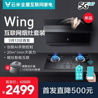 云米（VIOMI） wing智能烟灶套装 侧吸天然气燃气灶 智能互联 APP控制 手势操控CXW-260-VC503 + JZT-VG203+100L嵌入式消毒柜