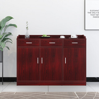 佐盛办公柜现代简约木质储物柜矮柜收纳酒水茶水柜碗柜富贵红色 三门三抽款