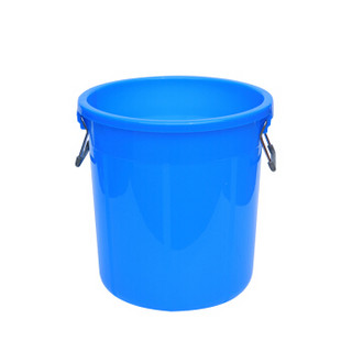 卡质 KAZHI 蓝色大号加厚塑料水桶带盖60L 食堂酒店垃圾桶圆桶 大容量储水桶发酵胶桶 送一个水勺