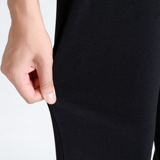 俞兆林 时尚纯色松紧腰女式韩版绣花口袋弹力裤YWKX181223黑色XXXL