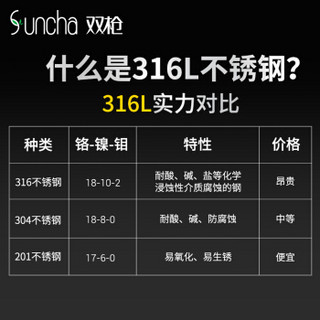 SUNCHA 双枪 316 医用级抗菌不发霉不锈钢筷子 家用防滑 金属消毒酒店餐具套装 无漆无蜡 财源广进方筷10双装