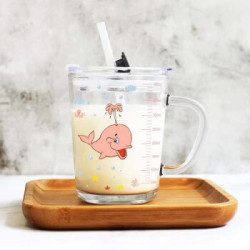 对马轻工 玻璃吸管杯 带刻度 400ml  鲸鱼