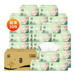  洁云 福瑞国色荷花系列 抽纸 3层100抽30包（178mm*120mm） *6件