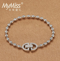 MyMiss 非常爱礼 925银镀铂金 D调圆珠手链 两款可选