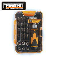 Freeman 多功能螺丝刀组套 棘轮扳手套筒  汽修 机修维修套装 23件套棘轮扳手