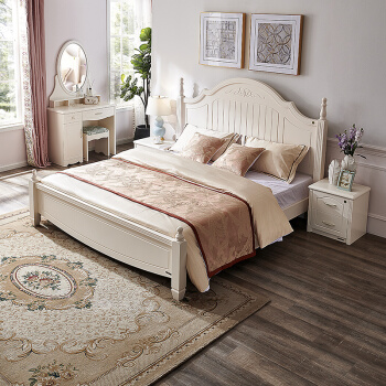 全友家居 韩式田园卧室双人床现代主卧室婚床成套家具组合120613
