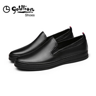 金利来（goldlion）男鞋休闲鞋透气舒适松紧鞋口商务休闲皮鞋50891002601A-黑色-39码