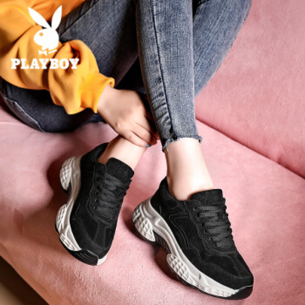 商品花花公子(playboy)休闲运动女鞋 韩版百搭透气休闲鞋女时尚复古