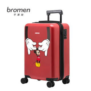 bromen 不莱玫 迪士尼联名系列双杆万向轮拉杆箱旅行箱登机箱 B90207241032 红色 20英寸