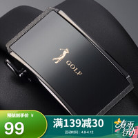 高尔夫GOLF男士皮带商务休闲牛皮自动扣腰带时尚简约中青年裤带送礼礼盒装5U489346J黑色110-125CM