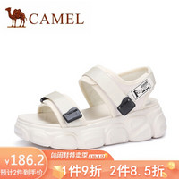 骆驼（CAMEL） 女士 百搭ins潮运动厚底魔术贴凉鞋 A92525669 米色 38