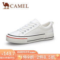 骆驼（CAMEL） 女士 韩版休闲学生圆头平底系带帆布鞋 A01228637 白色 37