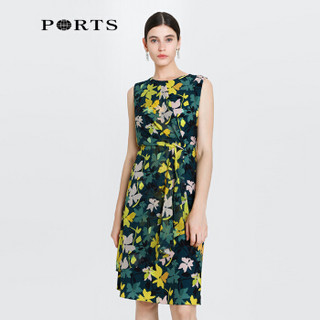 PORTS宝姿2020春夏新品女装优雅无袖印花连衣裙 ALL8D006KPP070 GREEN PRINT 0