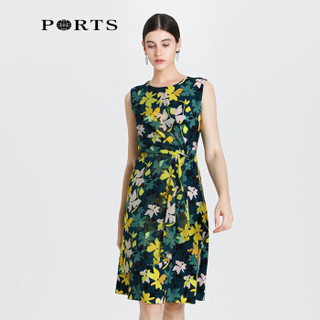 PORTS宝姿2020春夏新品女装优雅无袖印花连衣裙 ALL8D006KPP070 GREEN PRINT 0