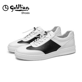 金利来（goldlion）休闲鞋男鞋舒适透气轻质耐磨皮鞋59893015620A-白色-42码