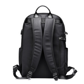 POLO 双肩包男休闲时尚旅行背包大学生书包笔记本电脑包可装14英寸ZY091P581J 黑色