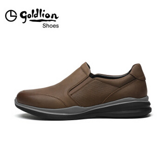 金利来（goldlion）男鞋休闲鞋透气舒适户外运动皮鞋55993047546A-卡其色-41