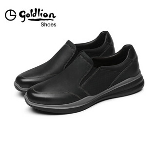 金利来（goldlion）男鞋休闲鞋透气舒适户外运动皮鞋55993047593A-黑蓝色-42