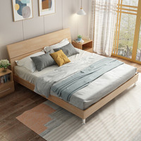 A家家具 床 北欧板式框架双人床 现代简约架子床 1.8米架子床+床垫+床头柜*2+梳妆台凳+衣柜 Y3A0125
