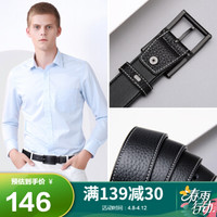 高尔夫GOLF腰带男士皮带头层牛皮针扣皮带男裤带商务休闲牛仔裤腰带礼盒5U369364J黑色110-125CM