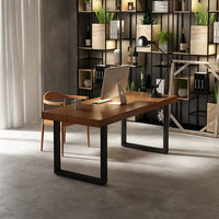 qbd 铁艺实木办公电脑桌 120*60*75cm 厚3cm