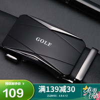 高尔夫GOLF皮带男士双面牛皮自动扣皮带商务休闲腰带礼盒5V418491J黑枪色110-125CM