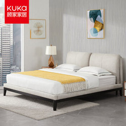顾家家居KUKA 布艺床 1.8米科技布实木床 现代简约 主卧室双人床头软靠包 PTM317B 180*200cm