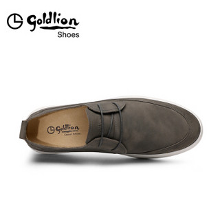 金利来（goldlion）男鞋时尚系带鞋轻质耐磨舒适休闲鞋50801020830A-灰色-40码