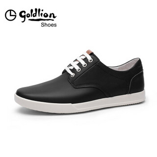 金利来（goldlion）男鞋轻质耐运动鞋时尚休闲皮鞋59601009601A-黑色-38