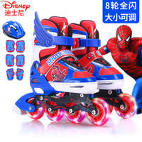 Disney 迪士尼 轮滑鞋儿童闪光溜冰鞋男童全套装旱冰鞋初学者滑冰鞋 蜘蛛侠L码
