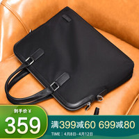 POLO 男士商务公文包时尚休闲大容量手提包单肩斜挎横款电脑包14英寸ZY042P513J 黑色