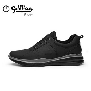 金利来（goldlion）男鞋休闲鞋透气舒适户外运动皮鞋527830198ARB-黑色-42码