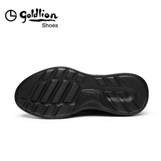 金利来（goldlion）男鞋休闲鞋透气舒适户外运动皮鞋527830198ARB-黑色-42码