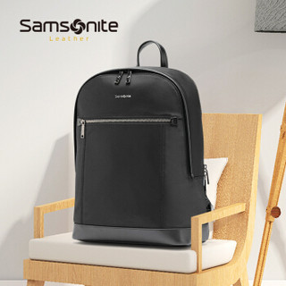 Samsonite/新秀丽双肩包男士商务电脑包简约时尚牛皮革背包TO6*09001 黑色