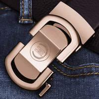 马莎兰缇(MashaLanti) 皮带男自动扣男士腰带纯牛皮休闲裤带男 PD695金色(110-125CM)