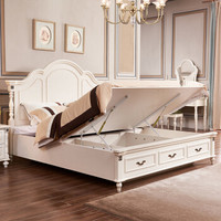 A家家具 床 美式简约实木脚储物高箱床 欧式卧室家具大床双人床 1.5米高箱床 XM009
