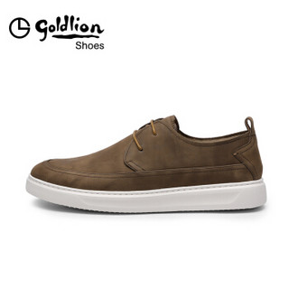 金利来（goldlion）男鞋时尚系带鞋轻质耐磨舒适休闲鞋50801020846A-卡其色-43码